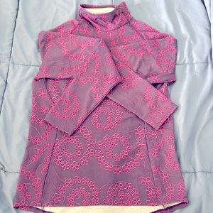Ll bean purple and pink workout running shirt zip turtle high neck medium ladies